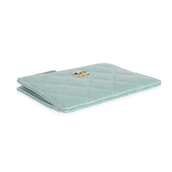 Chanel CC Green Glitter Caviar Zip Card Holder - Picture 6 of 7